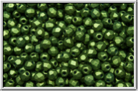 B�hm. Glasschliffperle, feuerpol., 3mm, white, alabaster, dk. olivine, gold shine, 50 Stk.