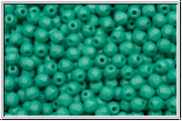 B�hm. Glasschliffperle, feuerpol., 3mm, white, alabaster, turquoise pastel, matte, 50 Stk.