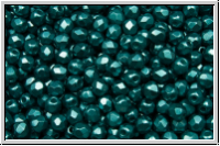B�hm. Glasschliffperle, feuerpol., 3mm, white, alabaster, emerald pastel, 50 Stk.