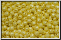 B�hm. Glasschliffperle, feuerpol., 3mm, white, alabaster, soft pastel yellow, 50 Stk.