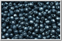 B�hm. Glasschliffperle, feuerpol., 3mm, white, alabaster, montana blue pastel, 50 Stk.