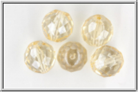 B�hm. Glasschliffperle, feuerpol., 14mm, crystal, trans., champagne luster, 5 Stk.