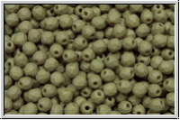 B�hm. Glasschliffperle, feuerpol., 3mm, white, alabaster, lt. olivine/beige pastel, matte, 50 Stk.