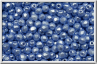 B�hm. Glasschliffperle, feuerpol., 3mm, white, alabaster, lt. sapphire pastel, 50 Stk.