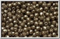 B�hm. Glasschliffperle, feuerpol., 3mm, white, alabaster, lt. brown pastel, 50 Stk.
