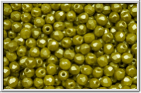B�hm. Glasschliffperle, feuerpol., 3mm, white, alabaster, lime pastel, 50 Stk.