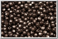 B�hm. Glasschliffperle, feuerpol., 3mm, white, alabaster, dk. brown pastel, 50 Stk.