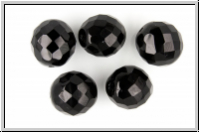 B�hm. Glasschliffperle, feuerpol., 14mm, black, op., 5 Stk.