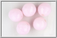 B�hm. Glasschliffperle, feuerpol., 14mm, rose, opal, 5 Stk.