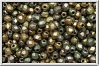 B�hm. Glasschliffperle, feuerpol., 3mm, purple-golden-MIX, pale, met., satin, 50 Stk.