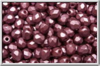 B�hm. Glasschliffperle, feuerpol., 4mm, white, alabaster, burgundy pastel, 50 Stk.