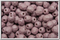 B�hm. Glasschliffperle, feuerpol., 4mm, white, alabaster, lt. wine less pastel, matte, 50 Stk.