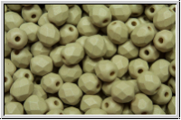 B�hm. Glasschliffperle, feuerpol., 4mm, white, alabster, lt. olivine/beige pastel, matte, 50 Stk.
