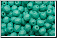 B�hm. Glasschliffperle, feuerpol., 4mm, white, alabaster, turquoise pastel, matte, 50 Stk.