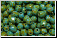 B�hm. Glasschliffperle, feuerpol., 4mm, capri blue, alabaster, picasso, 50 Stk.