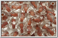 B�hm. Glasschliffperle, feuerpol., 6mm, crystal, trans., blush-ld., 25 Stk.