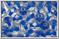 B�hm. Glasschliffperle, feuerpol., 6mm, crystal, trans., blue-ld., 25 Stk.