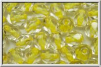 B�hm. Glasschliffperle, feuerpol., 6mm, crystal, trans., pale yellow-ld., 25 Stk.