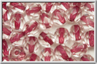 B�hm. Glasschliffperle, feuerpol., 6mm, crystal, trans., dk. red-ld., 25 Stk.