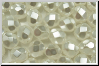 B�hm. Glasschliffperle, feuerpol., 6mm, crystal, trans., white pearl, 25 Stk.