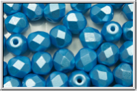 B�hm. Glasschliffperle, feuerpol., 6mm, white, alabaster, turquoise pastel, 25 Stk.