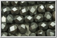 B�hm. Glasschliffperle, feuerpol., 6mm, white, alabaster, lt. grey pastel, 25 Stk.