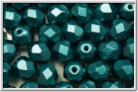 B�hm. Glasschliffperle, feuerpol., 6mm, white, alabaster, emerald pastel, 25 Stk.