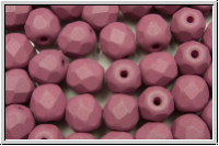 B�hm. Glasschliffperle, feuerpol., 6mm, white, alabaster, wine less pastel, matte, 25 Stk.