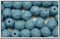 B�hm. Glasschliffperle, feuerpol., 6mm, white, alabaster, blue pastel, matte, 25 Stk.