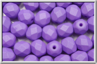 B�hm. Glasschliffperle, feuerpol., 6mm, white, alabaster, lila pastel, matte, 25 Stk.