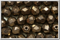 B�hm. Glasschliffperle, feuerpol., 6mm, chocolate, met., 25 Stk.