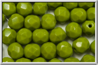 B�hm. Glasschliffperle, feuerpol., 6mm, olivine, dk., op., 25 Stk.
