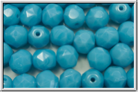 B�hm. Glasschliffperle, feuerpol., 6mm, aqua, op., 25 Stk.