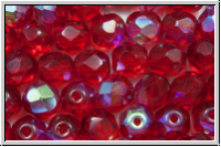 B�hm. Glasschliffperle, feuerpol., 6mm, siam, trans., AB, 25 Stk.