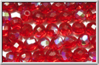 B�hm. Glasschliffperle, feuerpol., 8mm, siam, trans., AB, 10 Stk.