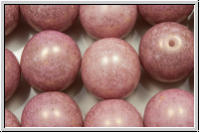 b�hm. Glasperle, rund, 12mm, white, alabaster, rose marbled, 1 Stk.
