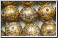 b�hm. Glasperle, rund, 12mm, white, alabaster, lila gold marbled, 1 Stk.