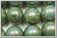 b�hm. Glasperle, rund, 12mm, white, alabaster, blue/brown marbled, 1 Stk.