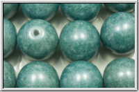 b�hm. Glasperle, rund, 12mm, white, alabaster, blue/grey marbled, 1 Stk.