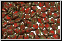 Pip-Beads, 5x7mm, coral orange, op., picasso, 50 Stk.