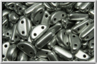 Half Moon Beads, 8x4mm, silver, met., satin, 25 Stk.