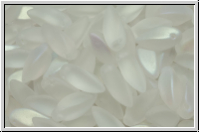 Twist-Beads, 6x12mm, crystal, trans., matte, AB, 25 Stk.