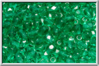 B�hm. Glasschliffperle, feuerpol., 4mm, emerald, lt., trans., 50 Stk.