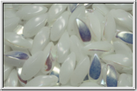 Twist-Beads, 6x12mm, white, alabaster, AB, 25 Stk.