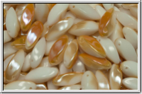 Twist-Beads, 6x12mm, white, alabaster, half copper luster, 25 Stk.