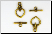 Toggle-Verschluss "Celtic Heart", 20x13mm, antikgoldfb., Metall, 1 Stk.