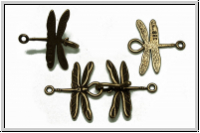 Haken/�se-Verschluss "Dragonfly", JBB, 38x21mm, antikmessingfb., Messing, 1 Paar