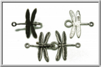 Haken/�se-Verschluss "Dragonfly", JBB, 38x21mm, antiksilberfb., Messing, 1 Paar