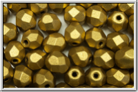 B�hm. Glasschliffperle, feuerpol., 6mm, brass, met., satin, 25 Stk.