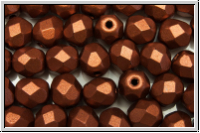 B�hm. Glasschliffperle, feuerpol., 6mm, copper, dk., met., satin, 25 Stk.